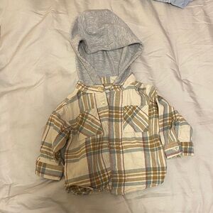Plaid Hooded Baby Button Up